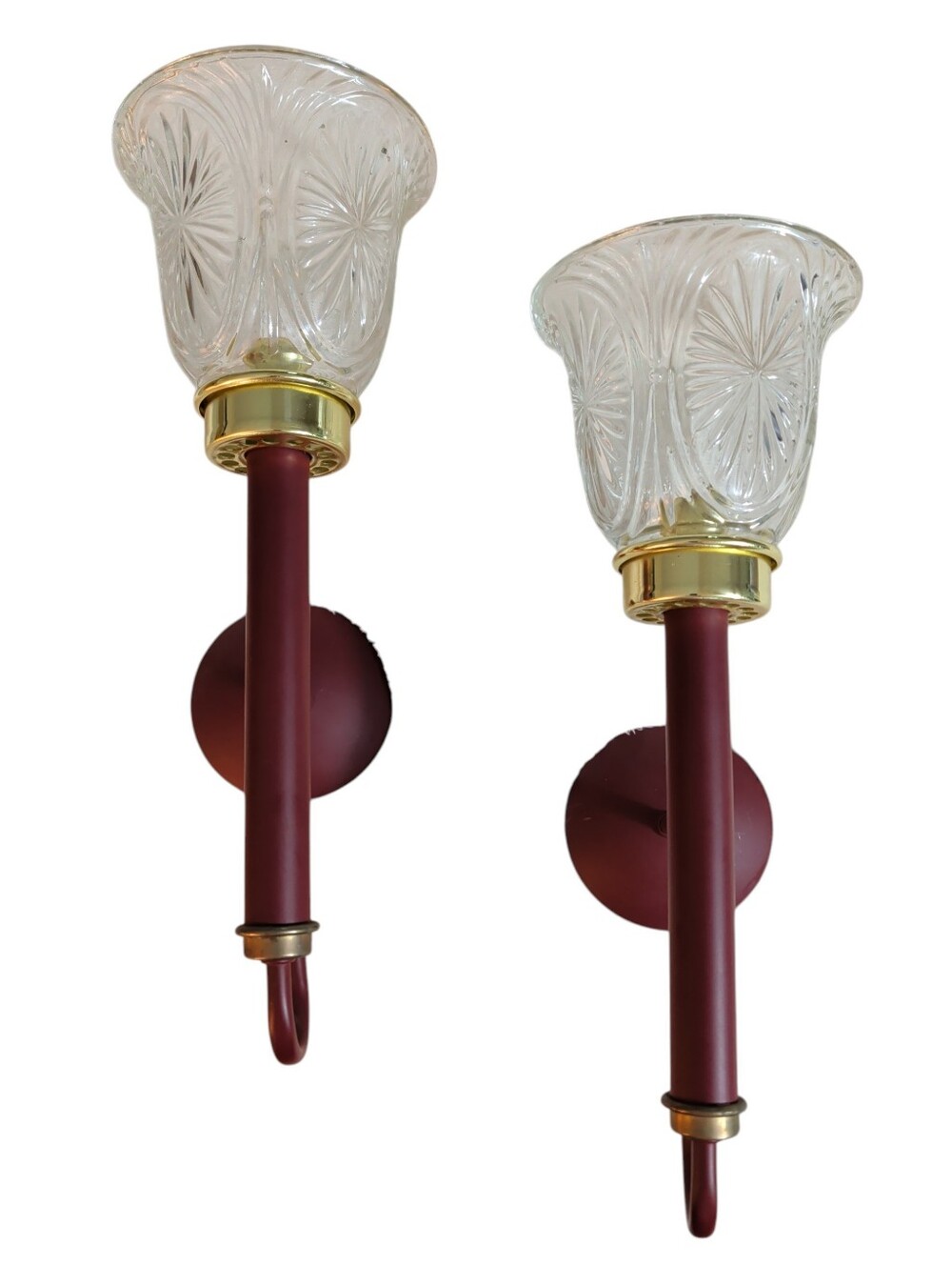 Vintage PartyLite Stratford Burgundy Wall Sconces Set of 2